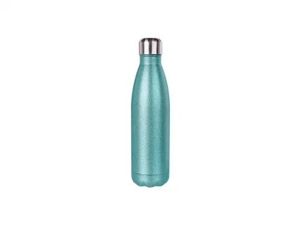 Sublimation 17oz/500ml Glitter Stainless Steel Cola Shaped Bottle (Light Blue)