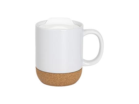 14oz/420ml Ceramic Cork Bottom Coaster Mug-White