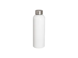 22oz/700ml Sublimation Blanks Aluminum Sport Bottle with Silver Cap (White)