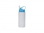 Sublimation Blanks 20oz/600ml White Aluminium Bottle w/ Light Blue Straw Lid