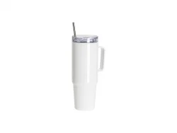 Sublimation Blanks 36oz/1080ml Stainless Steel Handled Travel Tumbler with Lid &amp; Straw(White)