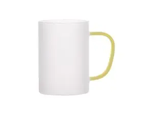 Sublimation 12oz/360ml Glass Mug w/ Yellow Handle(Frosted)