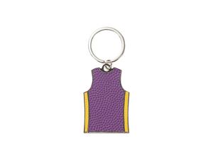 Engraved Leather Basketball Jersey Keychain(Yellow edge,4*6*0.2cm)