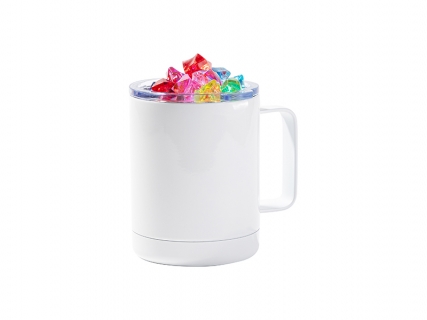 12oz/360ml SS Sublimation Blanks White Coffee Cup with Color Fake Crushed Ice Topper Lid