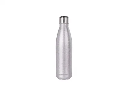 Sublimation 17oz/500ml Glitter Stainless Steel Cola Shaped Bottle(Silver)