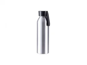 Sublimation Blanks 22oz/650ml Portable Sports Slim Aluminum bottle With Black Cap(Silver)