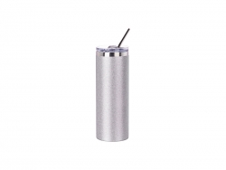 Sublimation 20oz/600ml Glitter Stainless Steel Skinny Tumbler with Straw &amp; Lid (Silver)