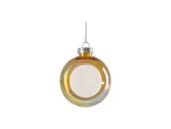 Enfeite de bola de Natal holográfica em plástico de 8 cm sem encarte (transparente, dourado)Quantidade mínima: 2.000 peças