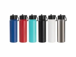 Engraving Blanks 22oz/650ml Powder Coated SS Flask w/ Wide Mouth Straw Lid &amp; Rotating Handle