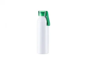 Sublimation Blanks 22oz/650ml Portable Sports Slim Aluminum Bottle With Green Cap(White)