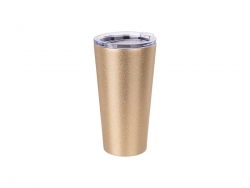 Sublimation 16oz/480ml Glitter Stainless Steel Tumbler w/ Lid (Gold)