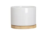 Sublimation Small Ceramic Plant Pot with Bamboo Base