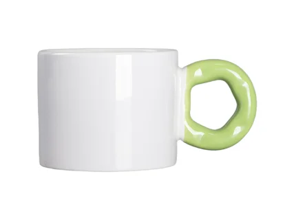 Sublimation 9oz/280ml White Mug with Green Donut Handle