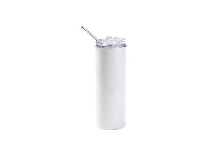 20oz/600ml SS Sublimation Blanks White Tumbler with Clear Fake Crushed Ice Topper Lid