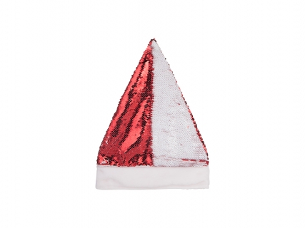 Sublimation Flip Sequin Santa Hat (Red W/ White)