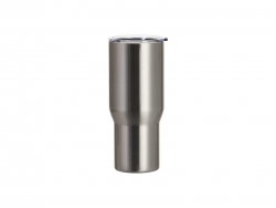 Sublimation Blanks 25oz/750ml Stainless Steel Travel Tumbler with Clear Flat Lid (Silver)