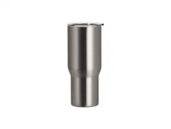 Sublimation Blanks 25oz/750ml Stainless Steel Travel Tumbler with Clear Flat Lid (Silver)