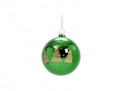 8cm Plastic Patterned Christmas Ball Ornament w/ String(Green, Tree)