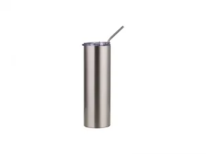 Sublimation 30oz/900ml Stainless Steel Skinny Tumbler w/ Straw &amp; Lid (Silver)