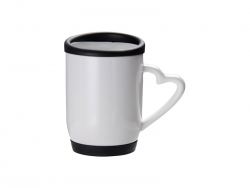 Sublimation 12oz/360ml Ceramic Mug w/ Silicon Lid and Base (Black)