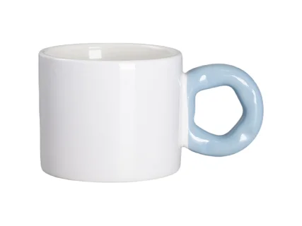 Sublimation 9oz/280ml White Mug with Light Blue Donut Handle