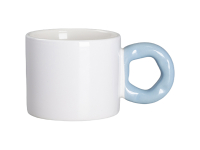 Sublimation 9oz/280ml White Mug with Light Blue Donut Handle