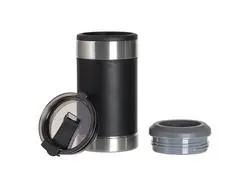 Esfriador de Latas 4x1 Inox e Couro Sintético PU 12oz/350ml para gravagem laser (Preto/branco)Quantidade mínima 1000uds