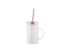 17oz/500ml Sublimation Blanks Mason Jar w/ Straw (Frosted)