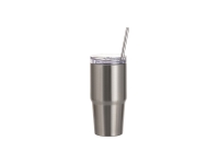 Sublimation Blanks 20oz/600ml Stainless Steel Travel Tumbler with Lid & Straw (Silver)