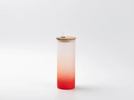 17oz/500ml Sublimation Blanks Glass Skinny Tumbler (Frosted, Gradient Color)