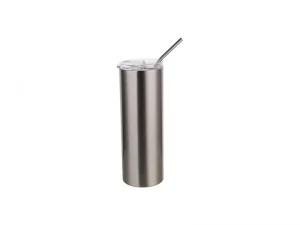 Sublimation 20oz/600ml Stainless Steel Skinny Tumbler with Straw &amp; Lid (Silver)