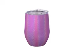 Sublimation 12oz/360ml Glitter Sparkling Stainless Steel Stemless Cup (Purple)