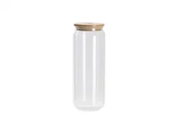 Sublimation Blanks 25oz/750ml Frosted Can Glass Mug with bamboo lid