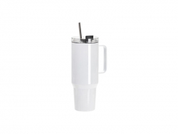 Sublimation Blanks 40oz/1200ml Stainless Steel White Travel Tumbler with Lid &amp; Straw(White Handle)