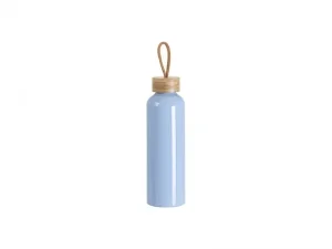 Sublimation Blanks 20oz/600ml Aluminum Water Bottle w/ Bamboo Lid (Light Blue)