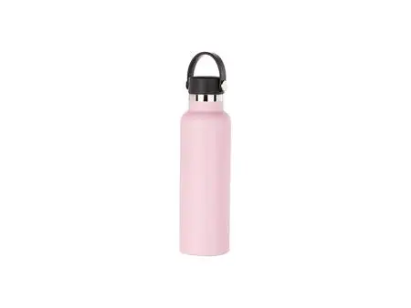 Botella Acero Inoxidable 600ml/20oz Recubierto en Polvo con Tapa Bambú Fácil de Llevar   (Rosa)