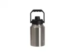 Sublimation Blanks 64oz/2000ml Stainless Steel Tumbler w/ Black Portable Lid(Silver)