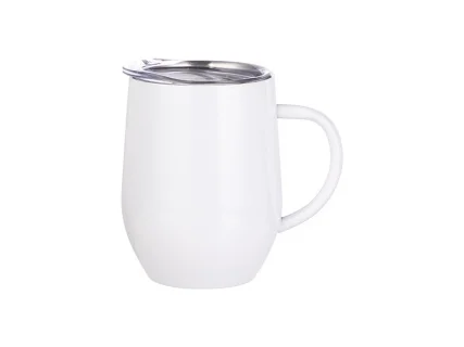 Sublimation 12oz/360ml Stainless Steel Stemless Wine Cup with Handle (White)