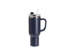 40oz/1200ml Powder Coated Stainless Steel Travel Tumbler with Lid &amp; Straw(Navy Blue)