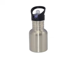 Sublimation 400ml Stainless Steel Water Bottle with Straw Top- Silver