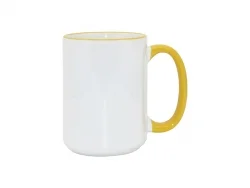 Sublimation 15oz Rim/Handle Mugs - Yellow
