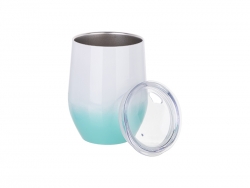 Sublimation 12oz/360ml Stainless Steel Stemless Cup w/ Lid (Gradient Color White&amp;Mint Green)
