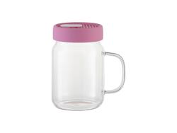 20oz/600ml Glass Mason Jar w/ Silicon Lid (Clear,Pink)