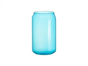 Sublimation Blanks 13oz/400ml Full Color Can Glass Mug with Straw(Blue)