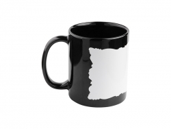 Sublimation Blanks 11oz Full Colour Mug w/ White Patch(Black,Butterfly Shaped)