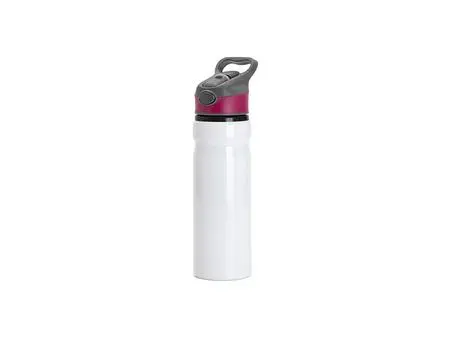 Botella de agua de aluminio 25oz/750ml con tapón Rosa Rojo&amp;Gris (Blanco)