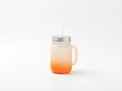 12oz/350ml Sublimation Blanks Mason Jar w/ Straw (Frosted, Gradient Color)