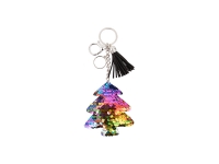 Sublimation Sequin Keychain w/ Tassel and Insert (Mixed-Color Christmas Tree)