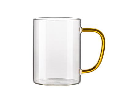 15oz/450ml Glass Mug w/ Yellow Handle(Clear)