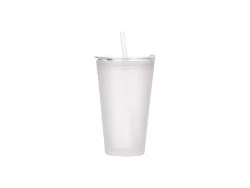 Sublimation 15oz/450ml Glass Tumbler w/ Lid &amp; Straw (Frosted)